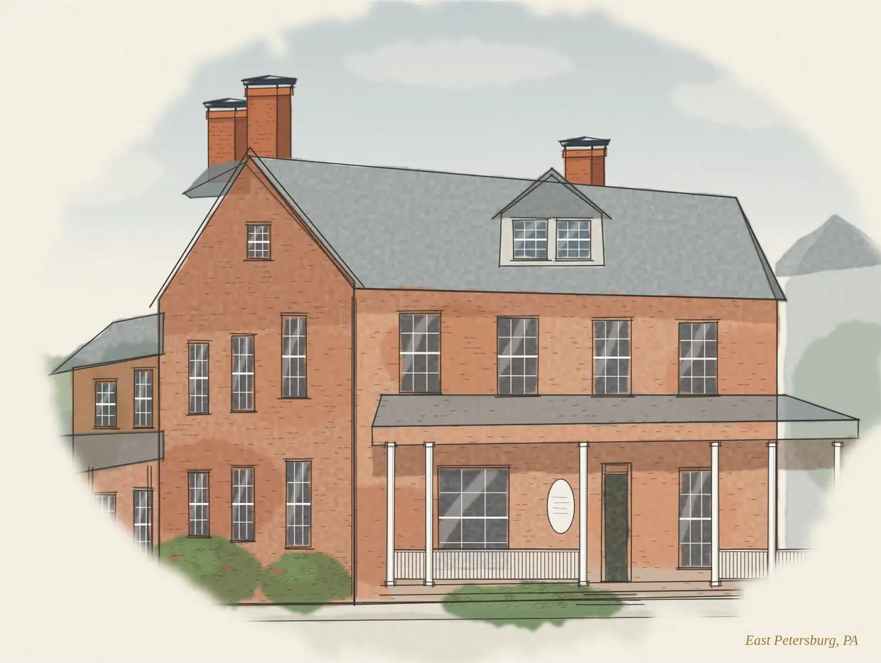 Watercolor of the Reese Legacy Capital office building in East Petersburg